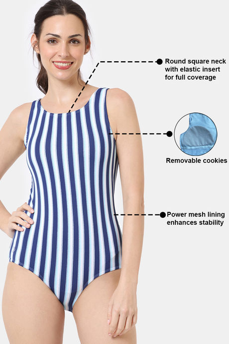 Zelocity Elastane Blended Slip-On Malliot with Removable Pads - Blue Depth — image 6